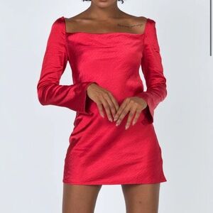 Red Long sleeve Mini Dress